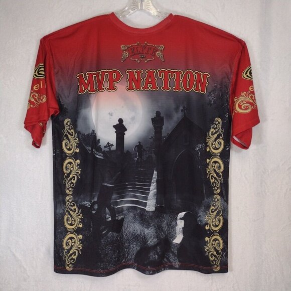 Elite MVP Nation Mens 2XL Red Shirt Polyester Graphic Shirt Dio De Los Muertos - Picture 7 of 16